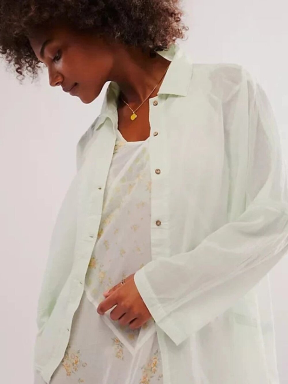 Free People Heat of The Night Lounge Shirt Sleep Buttondown Sheer Top XS